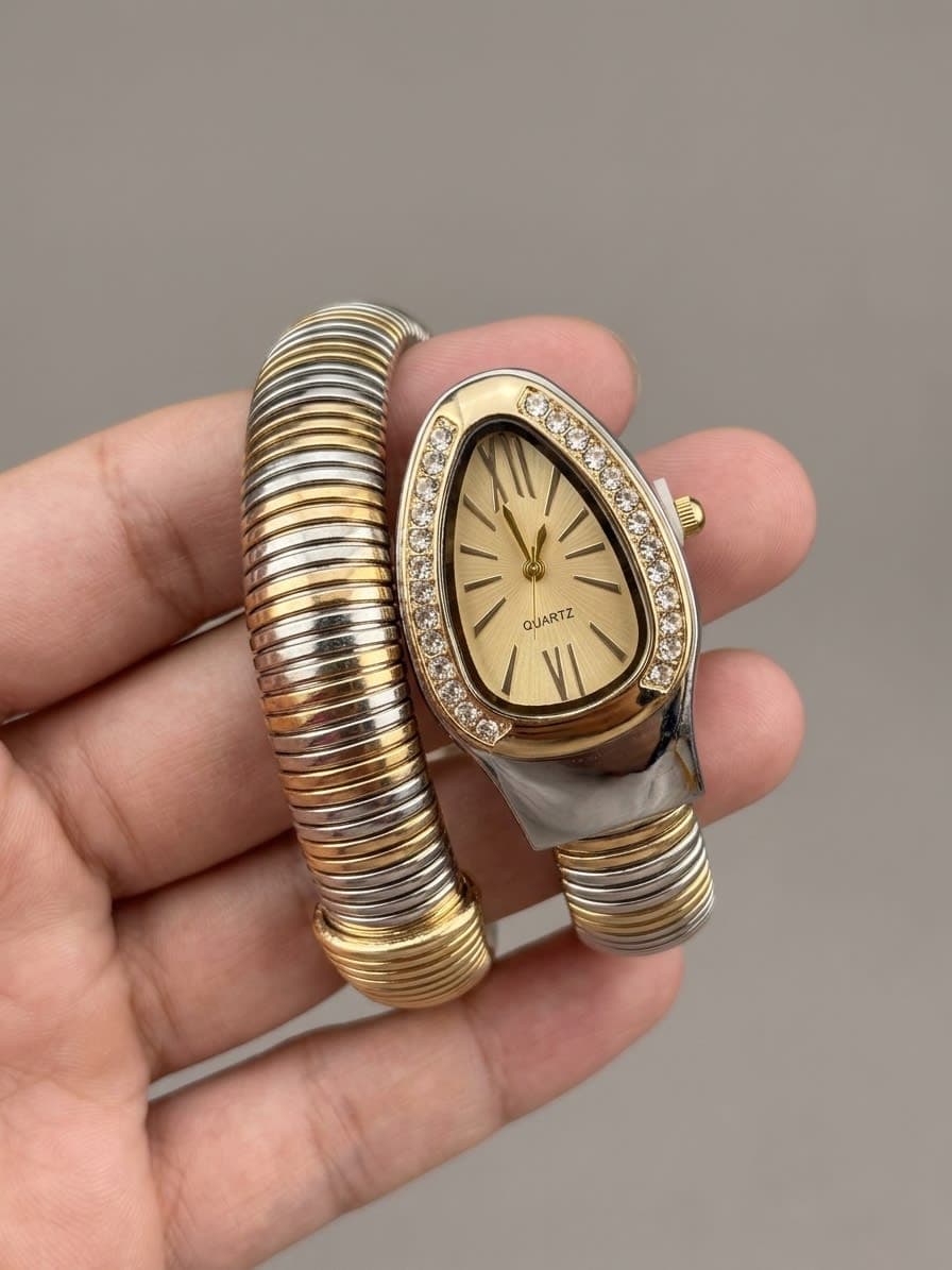 Silver/Golden Snake Stainless Steel Watch