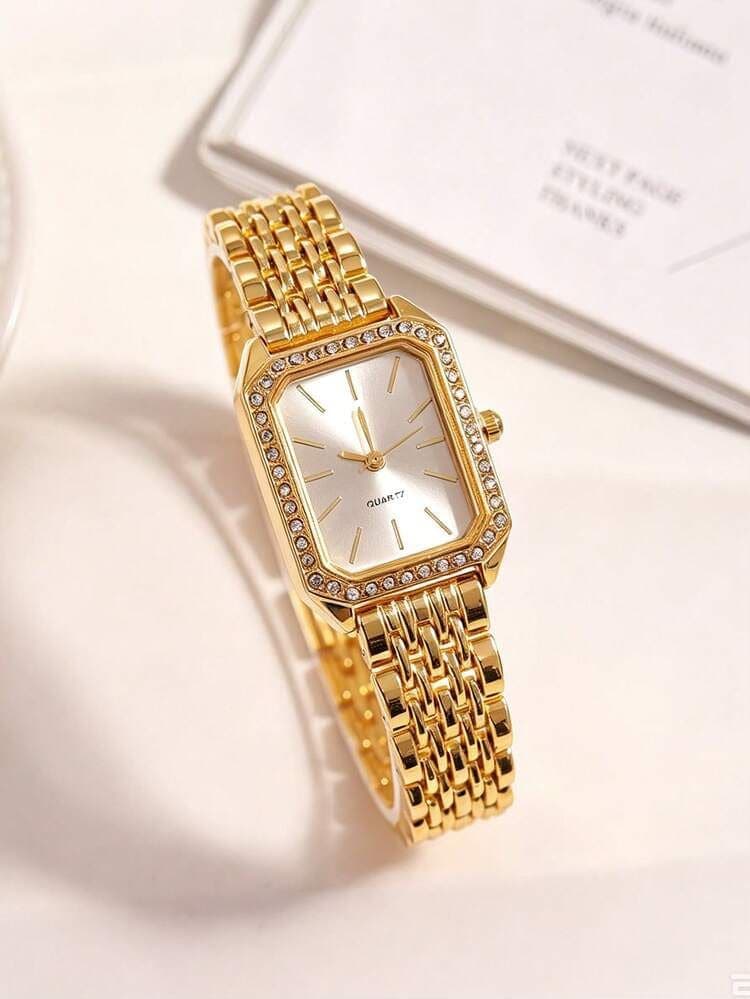 White Gold Square Stainless Steel Watch